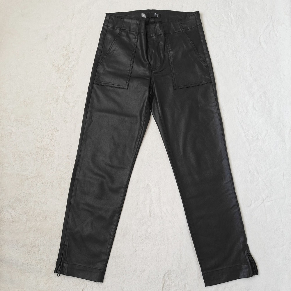 KUT from the Kloth Womens Reese Ankle Straight Leg Faux Leather Pants Black 6